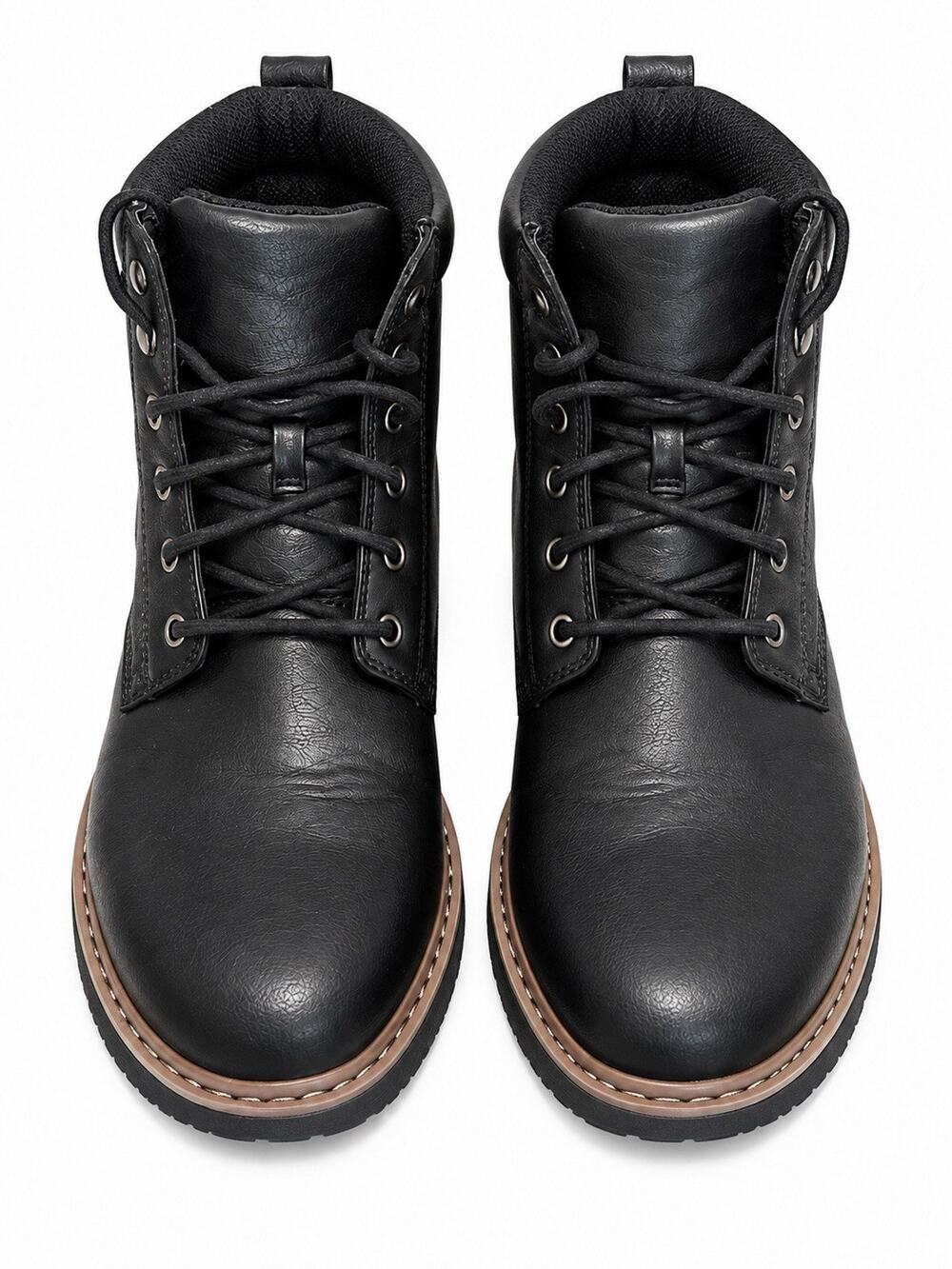 Goodfellow Boots Men Sz 7 Black Jeffrey Lace Up Ankle Faux Leather Casual NEW